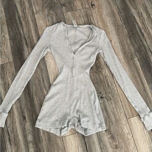 skims henley onesie waffle print